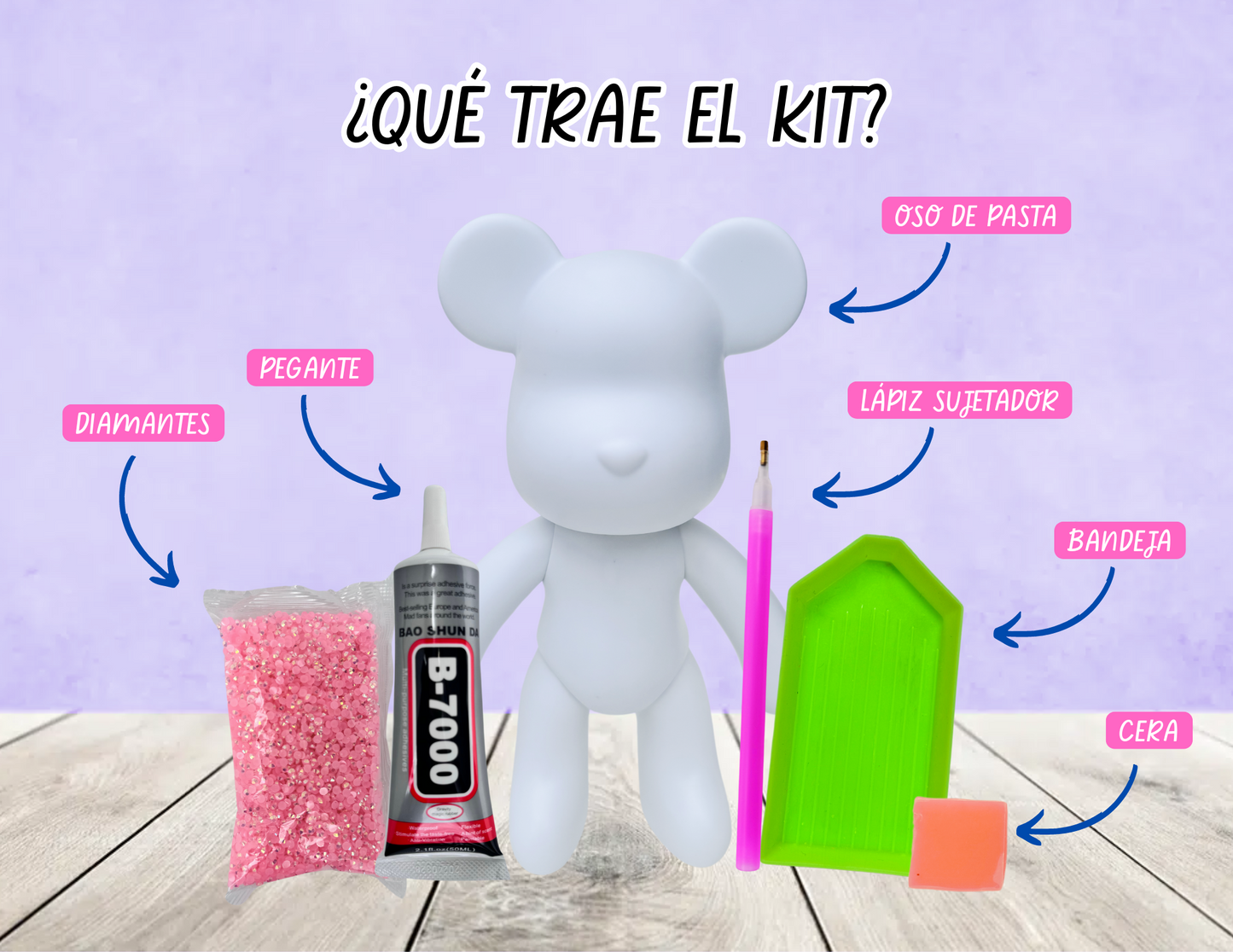 Brillosito Color Rosado - Osito para hacer Por Diamantes