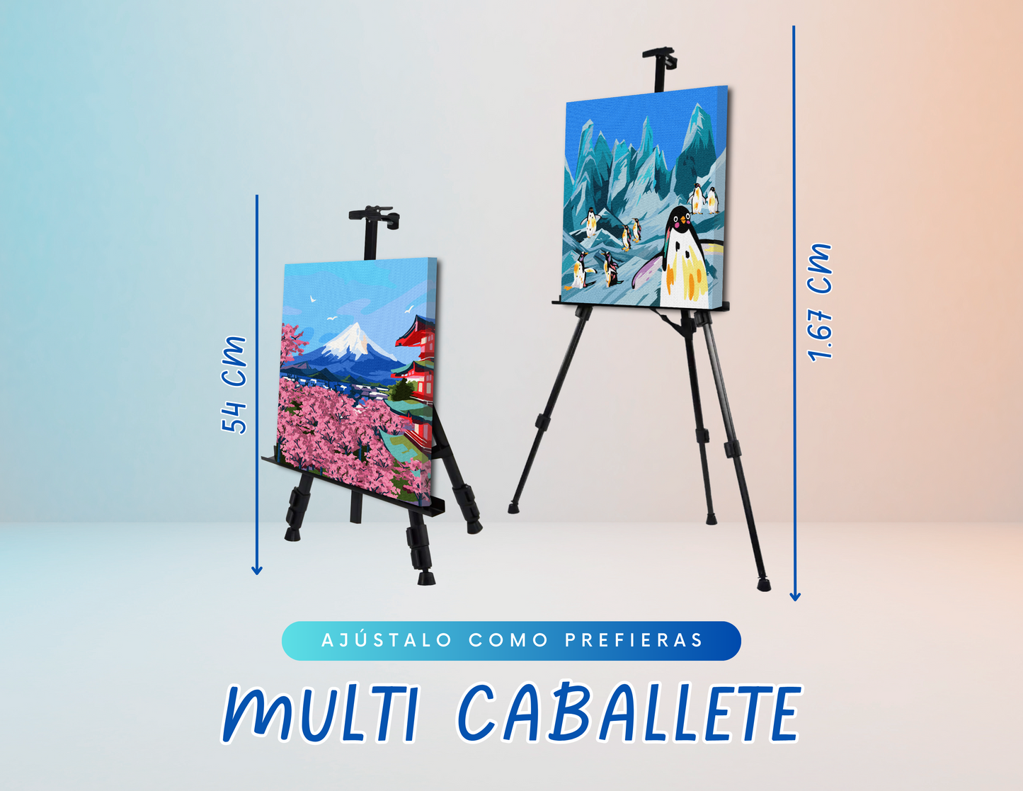 Multi Caballete - Trípode para Pintar (Doble Tamaño 167 cm y 54 cm Altura)