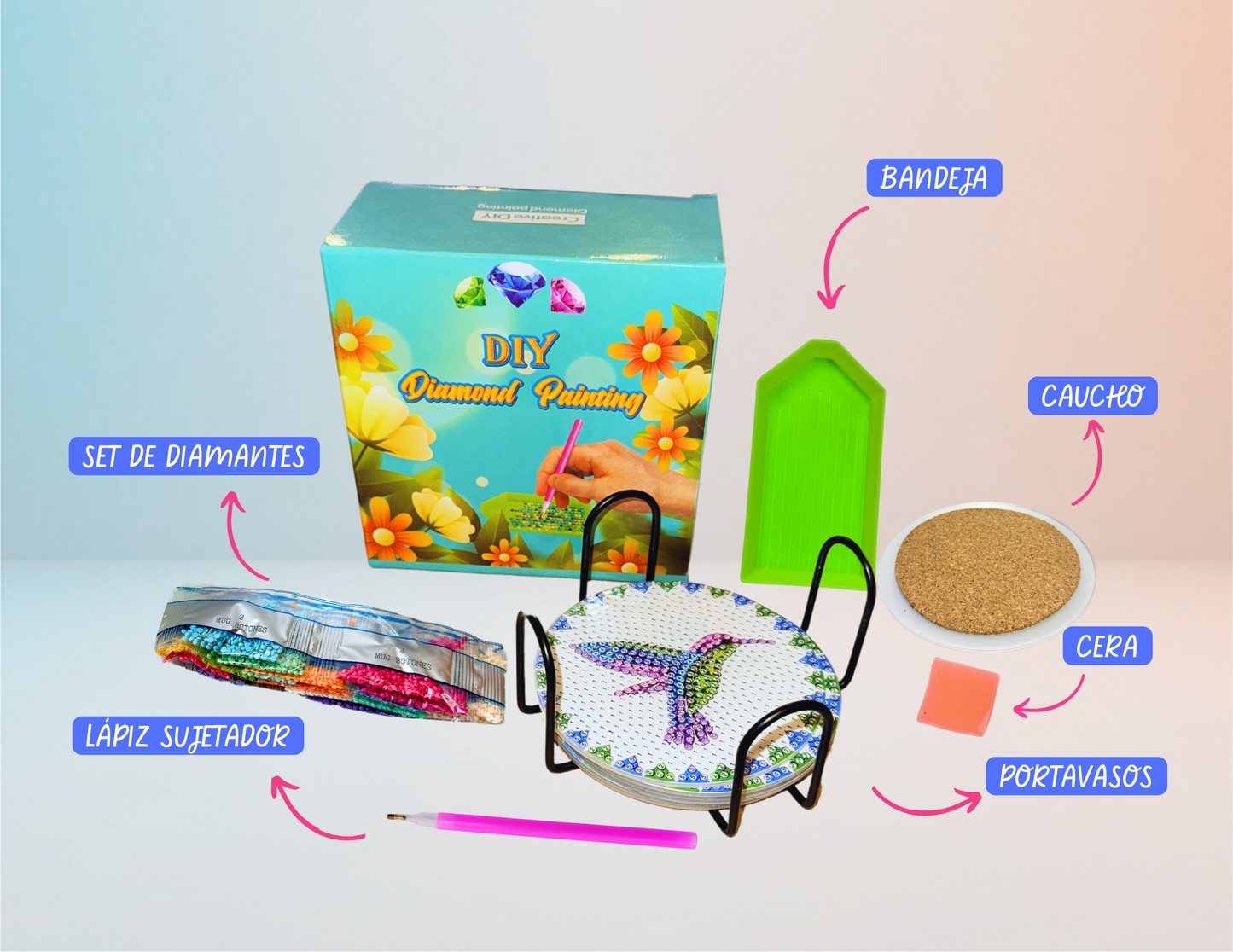 Portavasos Colibries- Kit por Diamantes