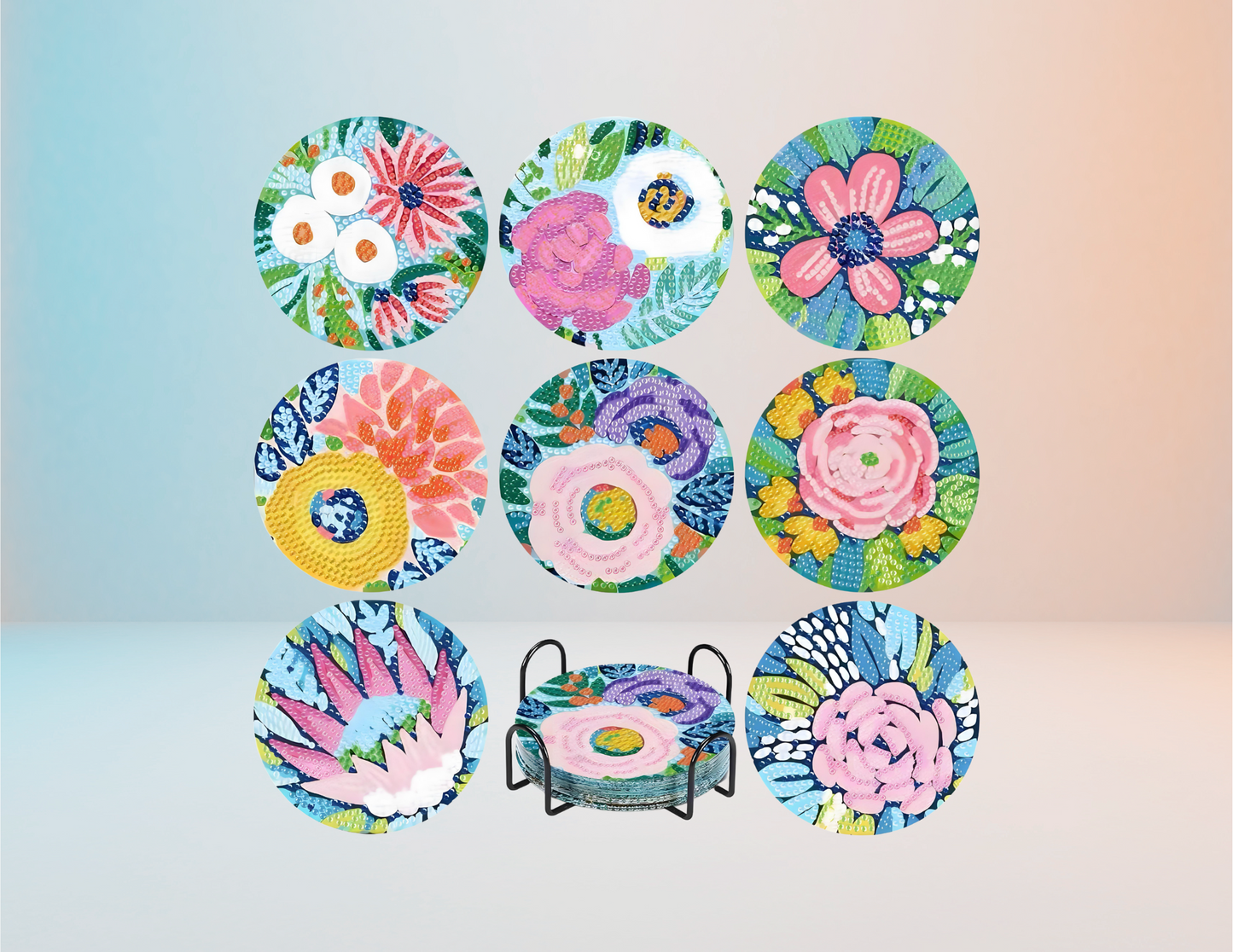 Portavasos flores- Kit por Diamantes