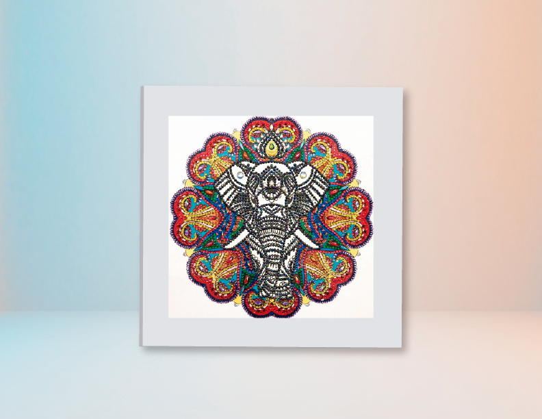 Mandala Elefante Flor- KIT Por Piedritas