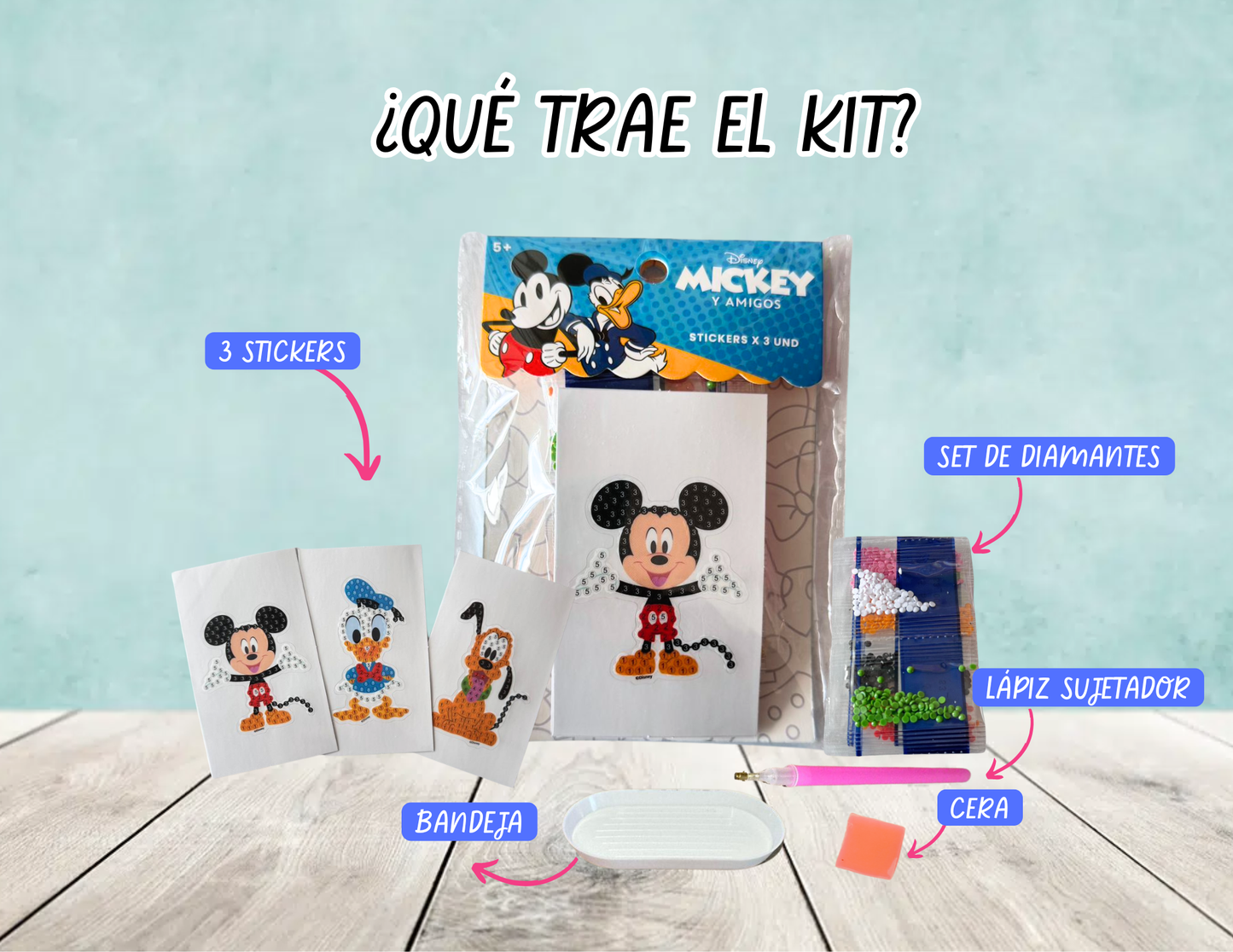 Mickey y sus Amigos- Stickers para hacer con Diamantes