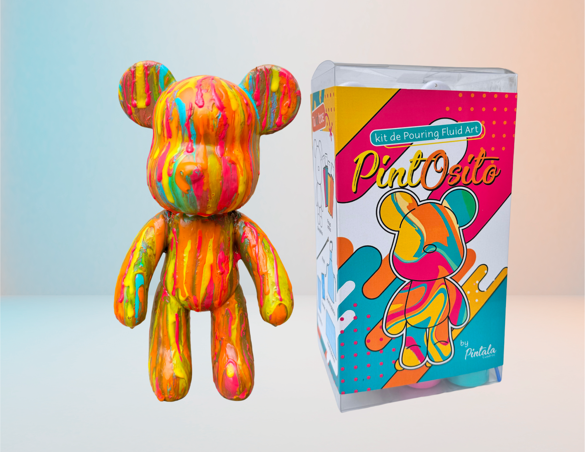 Pintosito Colores Neón - Osito Fluid Bear para Derramar Pintura