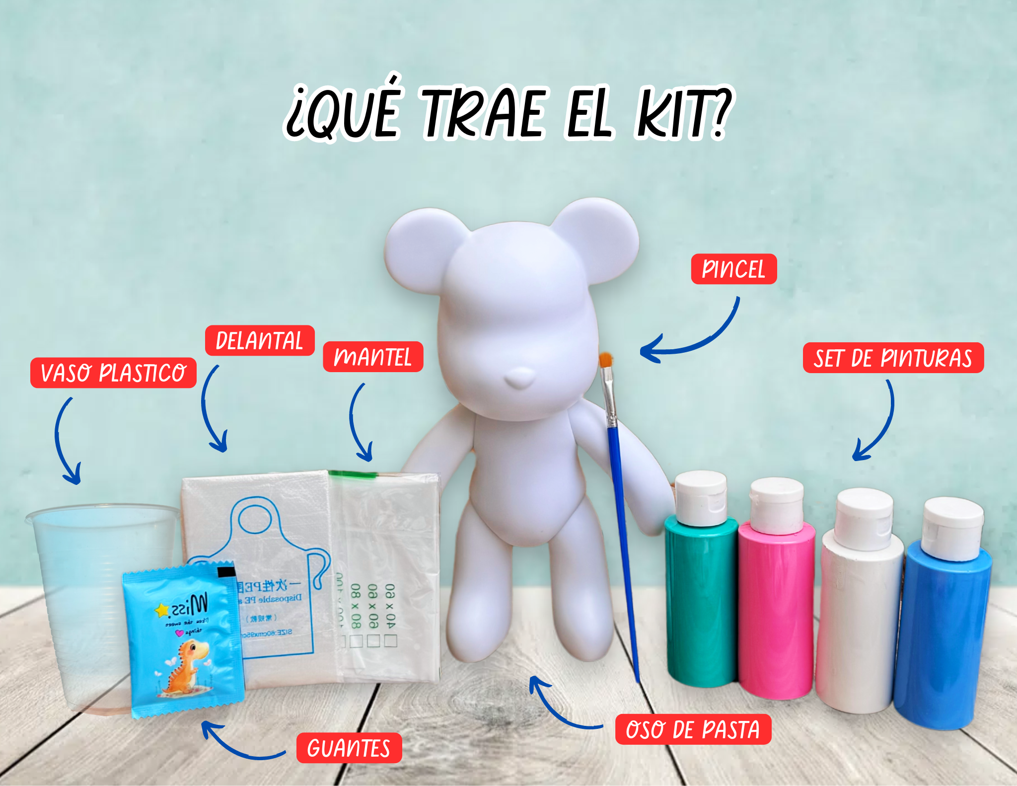 Pintosito Colores Neón - Osito Fluid Bear para Derramar Pintura