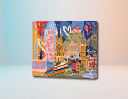 Europa Love  - Kit de Pinturas por Números 10% POR VACACIONES DESCUENTO - TU PEDIDO SERA ENVIADO A PARTIR DEL 9 DE ENERO
