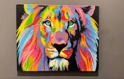 León de frente  - Kit de Pinturas por Números - Nivel AVANZADO