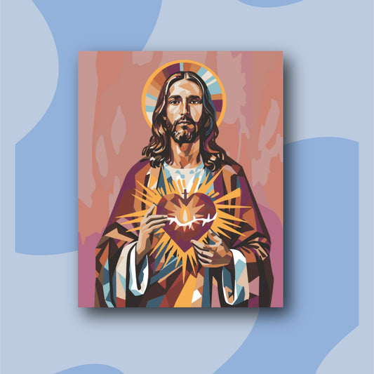 Sagrado Corazón  - Kit de Pinturas por Números - Nivel Intermedio