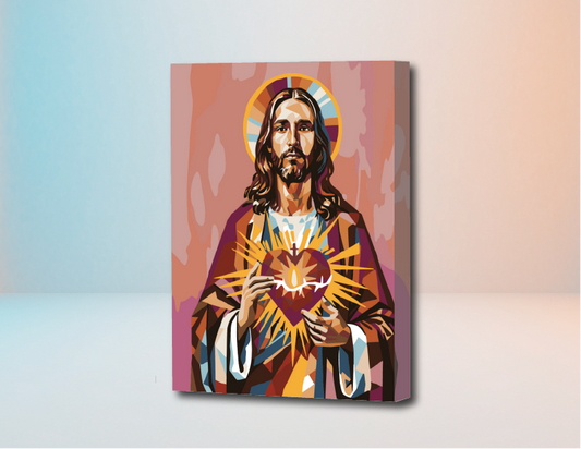 Sagrado Corazón  - Kit de Pinturas por Números 10% POR VACACIONES DESCUENTO - TU PEDIDO SERA ENVIADO A PARTIR DEL 9 DE ENERO