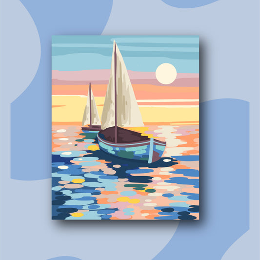 Velero- Kit de Pinturas por Números - Nivel para Principiantes