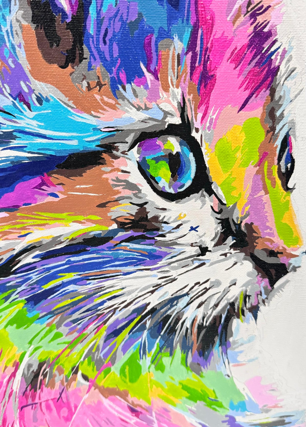 Kit Pintar Por Números Gatito - Lona Sin Arrugas 20x30cm Con Marco, Pinturas Acrílicas Y Pinceles, Decoración Hogar