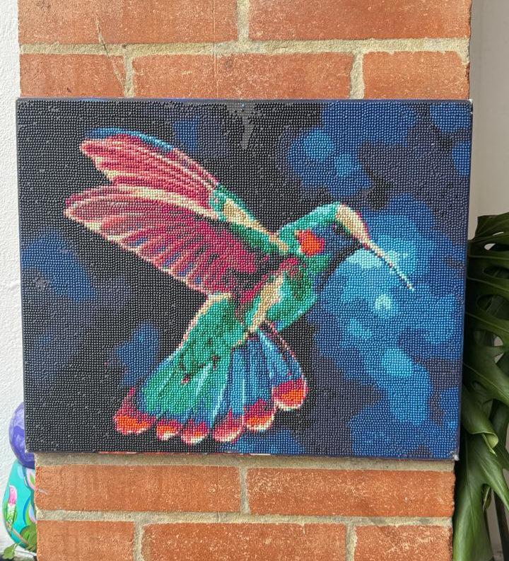 Colibrí Fondo Azul  - Kit Por Diamantes