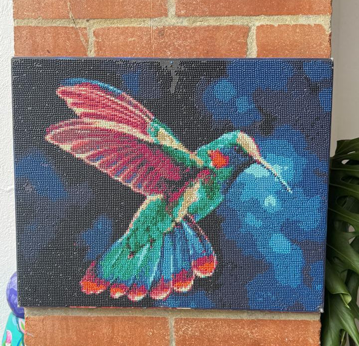 Colibrí Fondo Azul  - Kit Por Diamantes