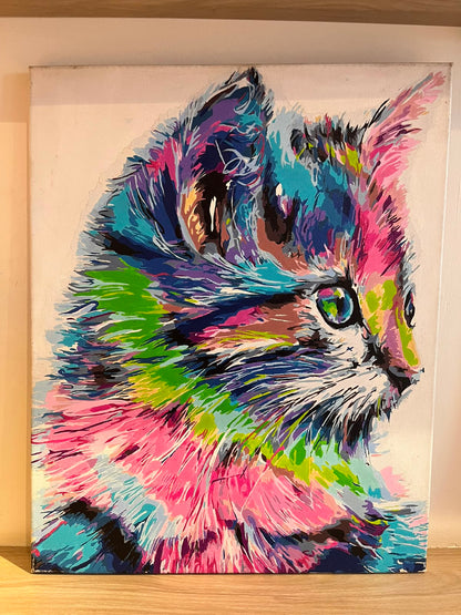 Gato Colores  - Kit de Pintura por Números - Nivel AVANZADO
