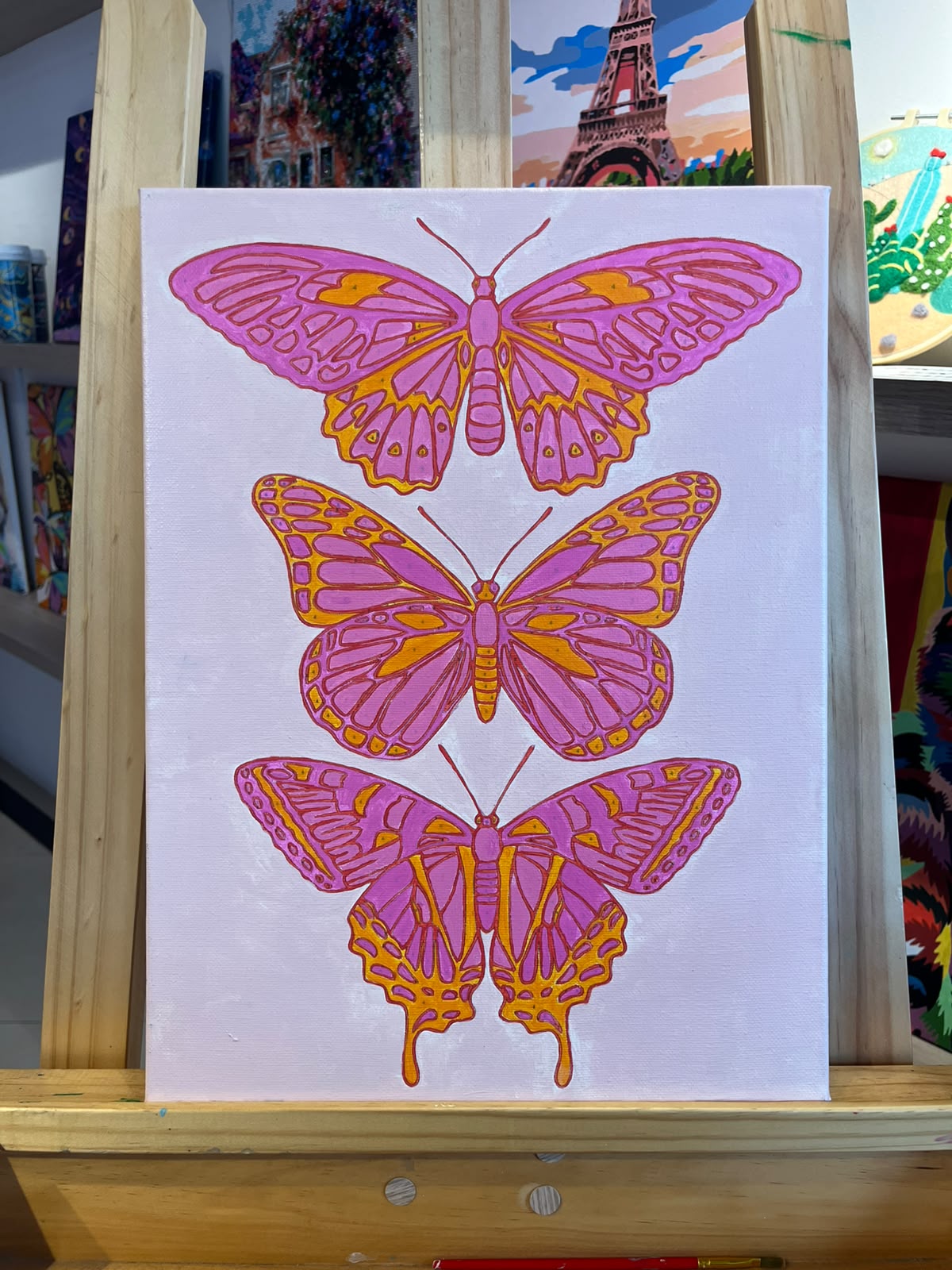 Tres Butterflies  - Kit de Pinturas por Números 30x40cm - Nivel para Principiantes