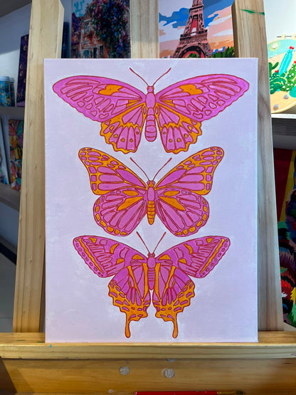 Tres Butterflies  - Kit de Pinturas por Números 30x40cm - Nivel para Principiantes