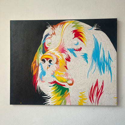 Perro fondo negro  - Kit de Pinturas por Números - Nivel Intermedio