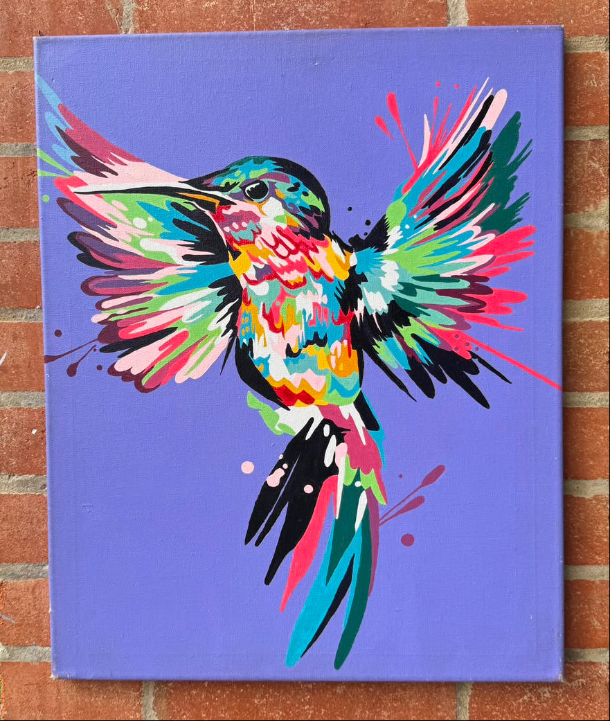 Picaflor Morado  - Kit de Pinturas por Números Colibri  - Nivel Intermedio
