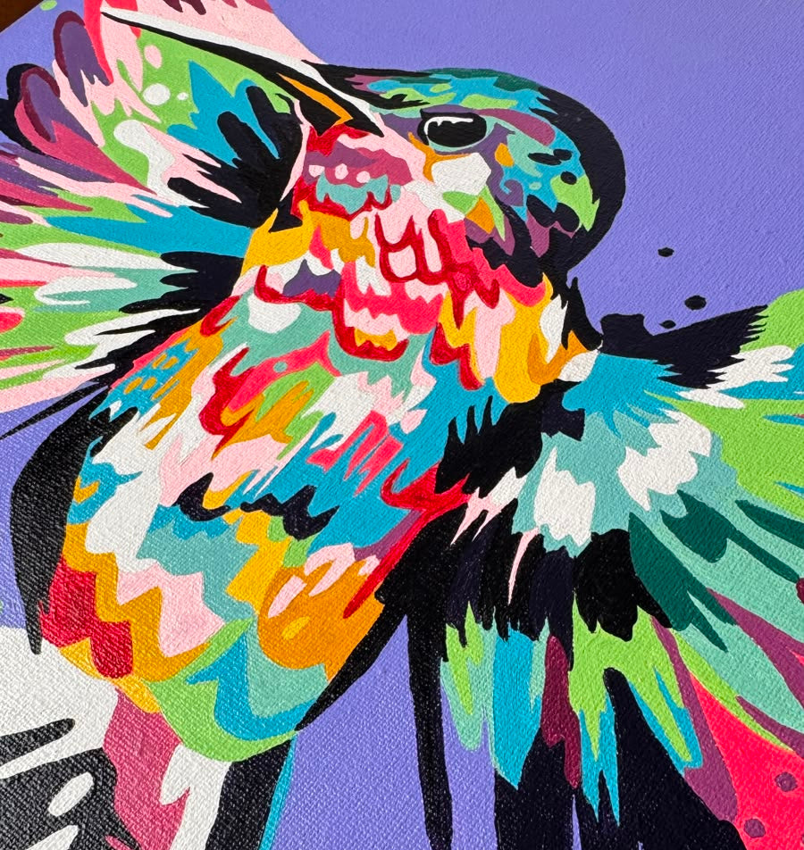 Picaflor Morado  - Kit de Pinturas por Números Colibri  - Nivel Intermedio