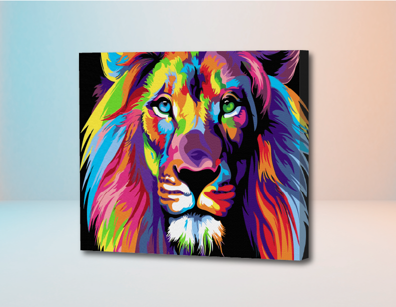 León de frente  - Kit de Pinturas por Números - Nivel AVANZADO