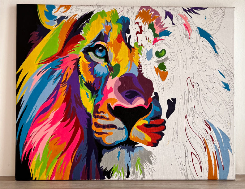 León de frente  - Kit de Pinturas por Números - Nivel AVANZADO