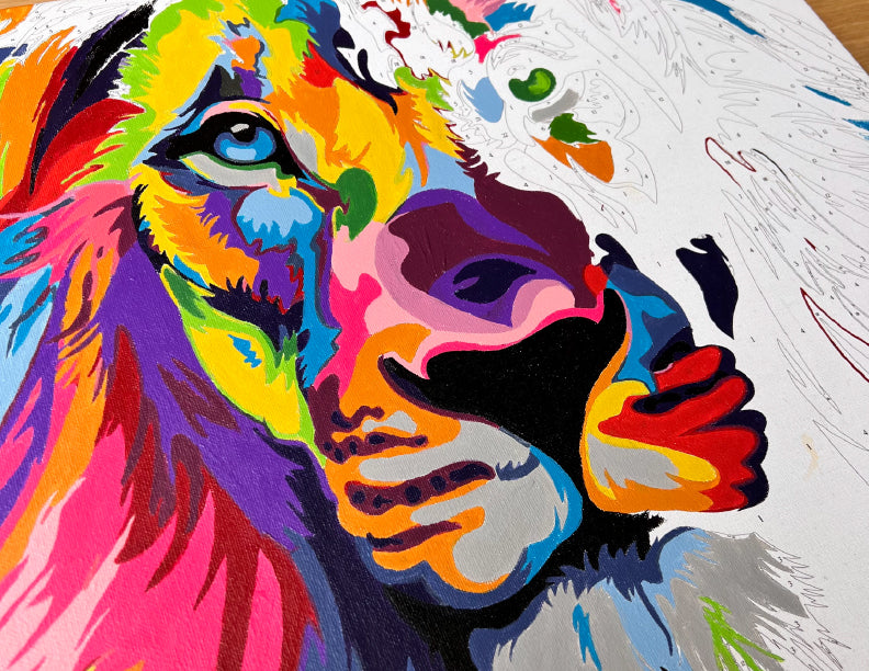 León de frente  - Kit de Pinturas por Números - Nivel AVANZADO
