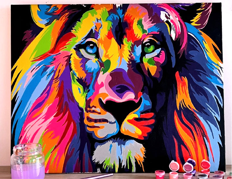 León de frente  - Kit de Pinturas por Números - Nivel AVANZADO