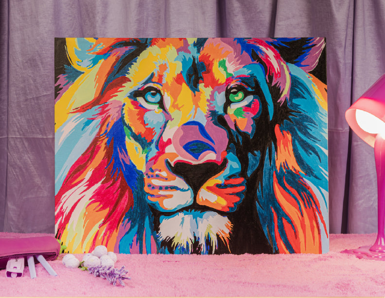 León de frente  - Kit de Pinturas por Números - Nivel AVANZADO